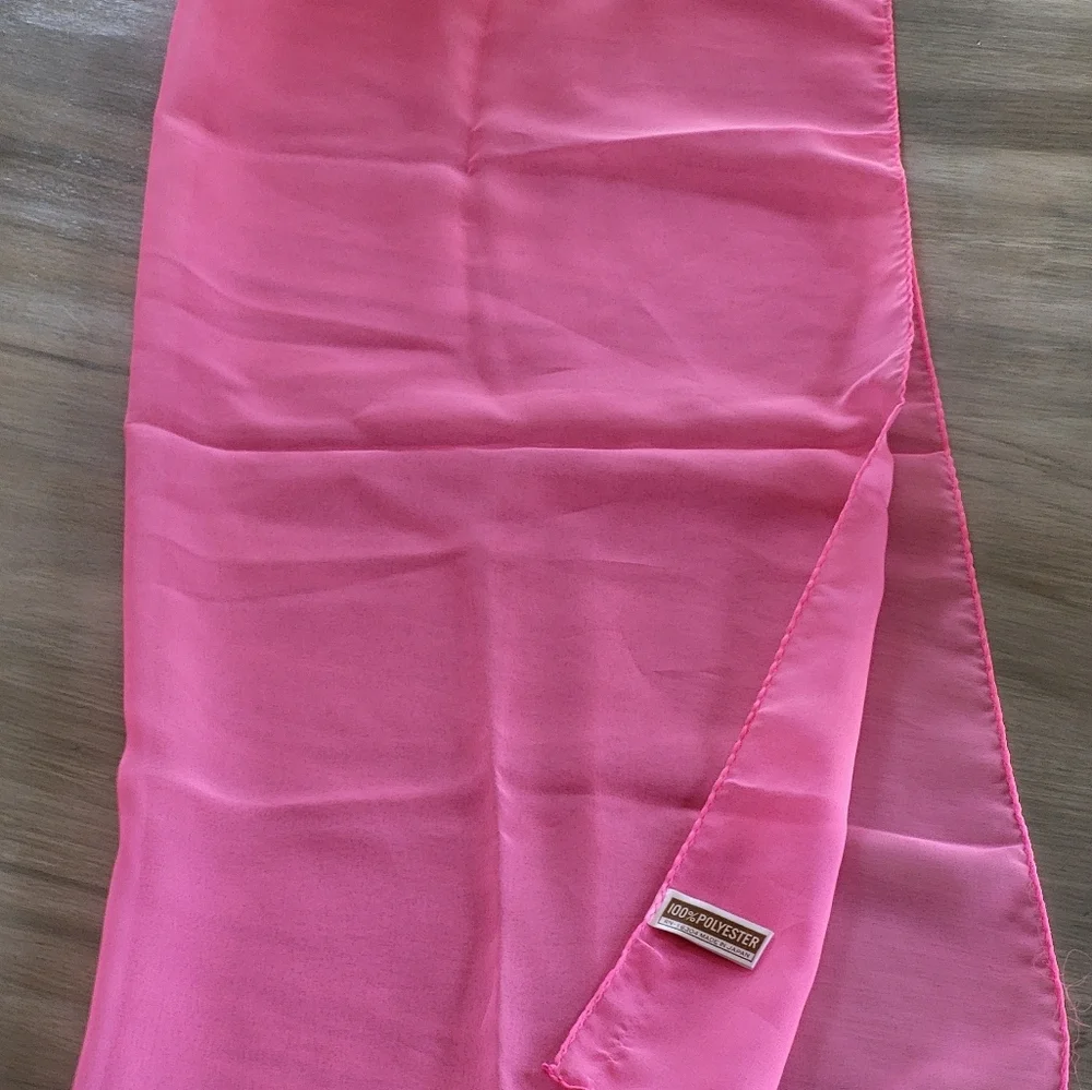 Vintage 60s Hot Pink Polyester Sheer Scarf Made In Japan